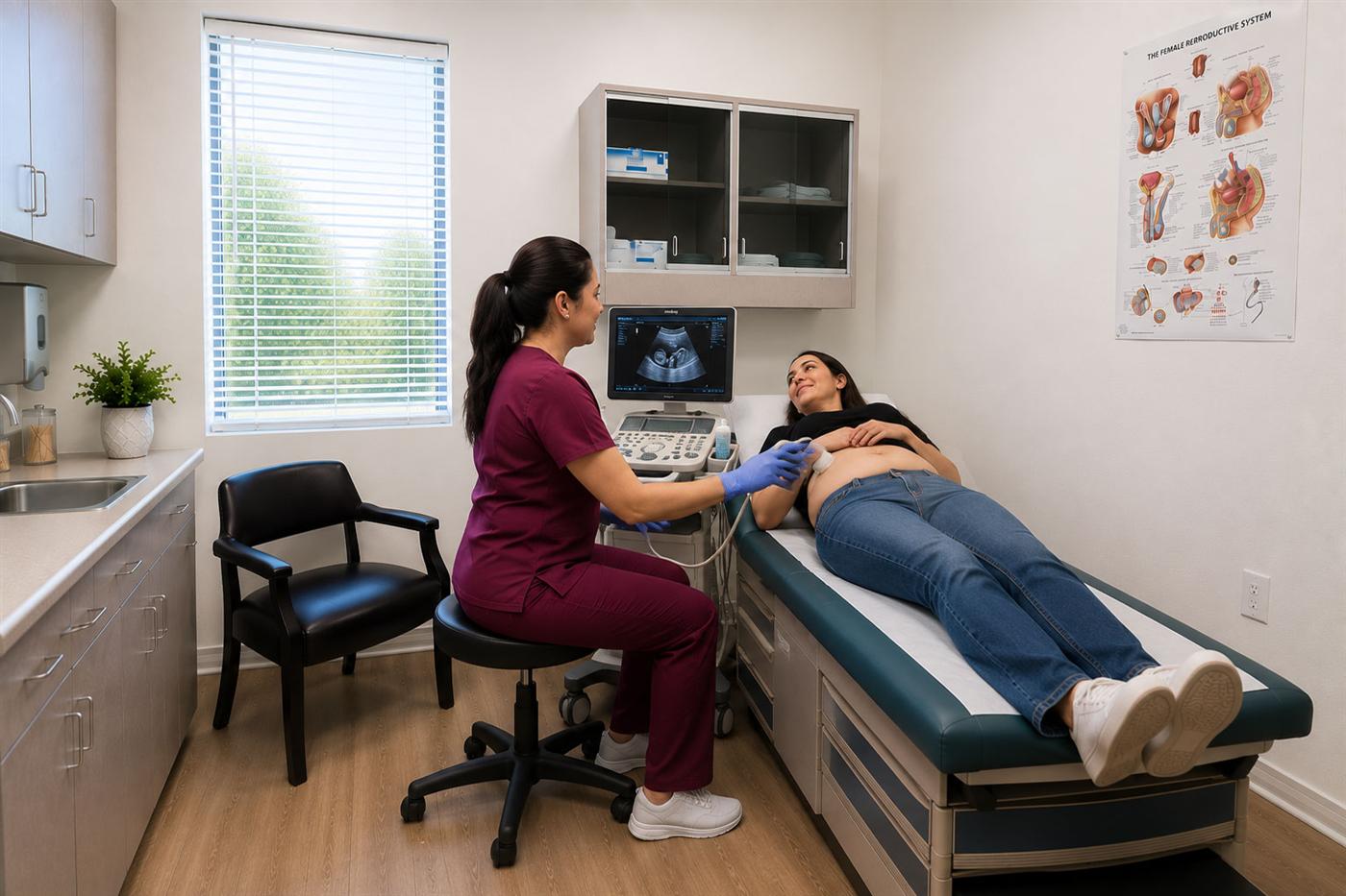 Ultrasound exam performed on a patient at the clinic