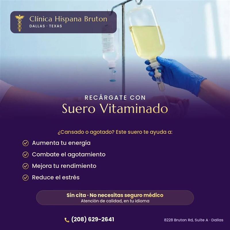 Promoción: suero vitaminado para aumentar energía, combatir agotamiento y reducir estrés