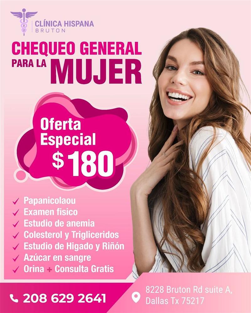 Promoción: chequeo general para la mujer $180 con papanicolaou, laboratorio y consulta gratis