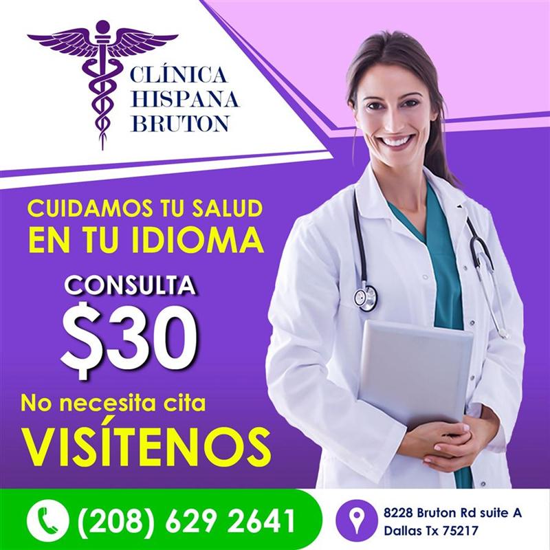 Promoción: cuidamos tu salud en tu idioma, consulta $30, no necesita cita, visítenos