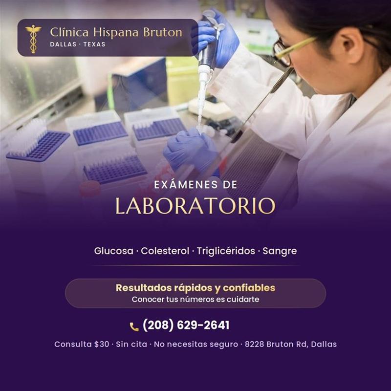 Promoción: exámenes de laboratorio de glucosa, colesterol, triglicéridos y sangre