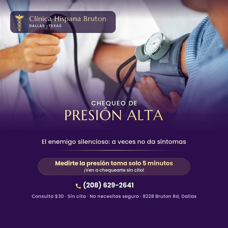 Promoción: chequeo de presión alta, el enemigo silencioso, tomarse la presión toma solo 5 minutos